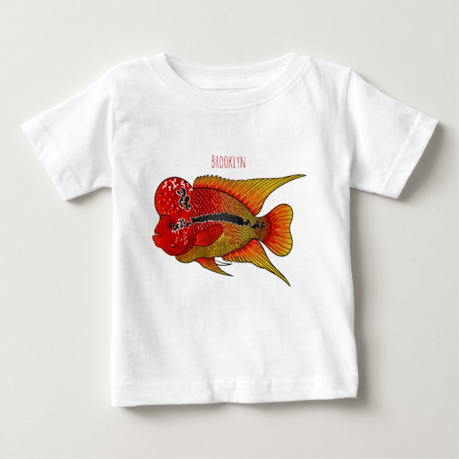 Camiseta De Bebé Ilustracion personalizado de peces cíclicos de cue (Anverso)