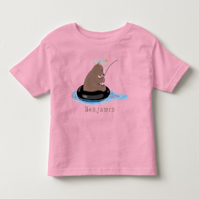 Camiseta De Bebé Ilustracion personalizado de pesca de cachorro de  (Anverso)