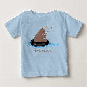 Camiseta De Bebé Ilustracion personalizado de pesca de cachorro de 