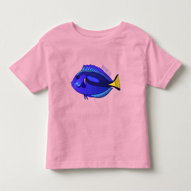 Camiseta De Bebé Ilustracion personalizado de pescado tang azul (Anverso)