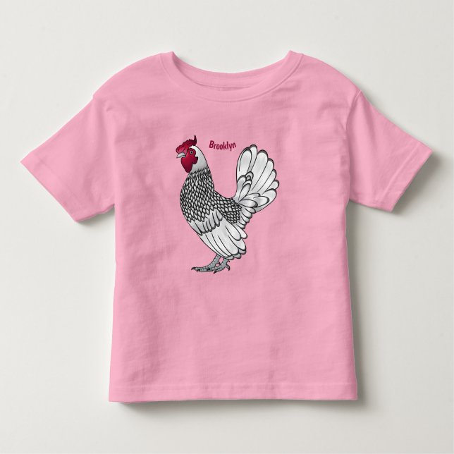 Camiseta De Bebé Ilustracion personalizado de pollo de Sebright (Anverso)