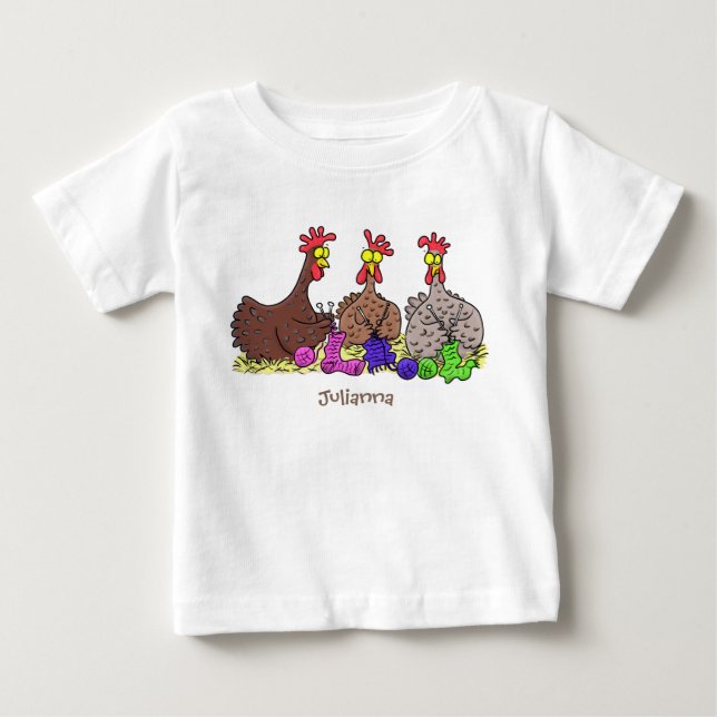 Camiseta De Bebé Ilustracion personalizado de pollos de punto diver (Anverso)