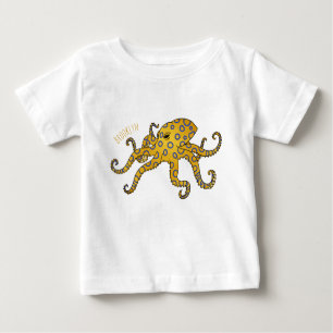 Camiseta De Bebé Ilustracion personalizado de pulpo de anillo azul