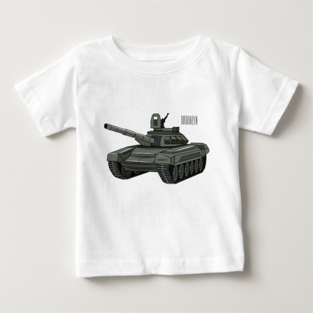 Camiseta De Bebé Ilustracion personalizado de tanques (Anverso)