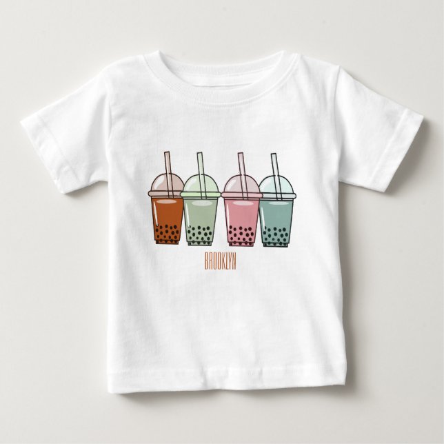 Camiseta De Bebé Ilustracion personalizado de té de burbujas (Anverso)