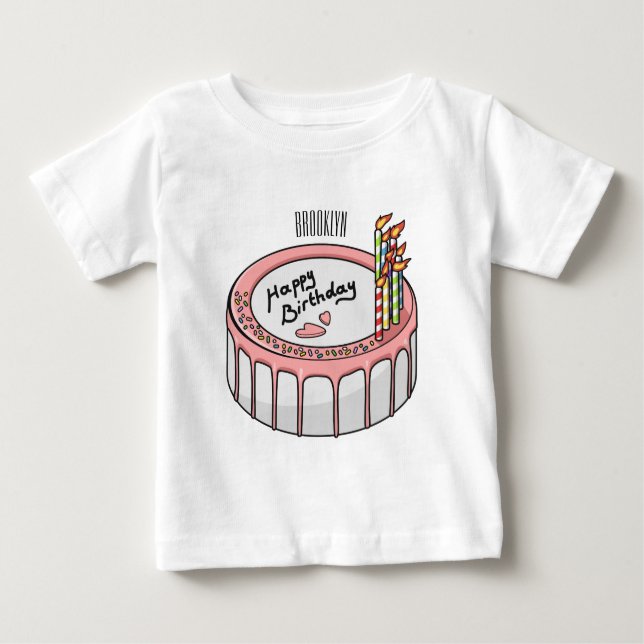 Camiseta De Bebé Ilustracion personalizado de torta de cumpleaños (Anverso)