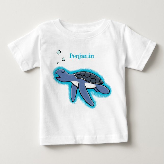 Camiseta De Bebé Ilustracion personalizado de tortuga marina de beb (Anverso)