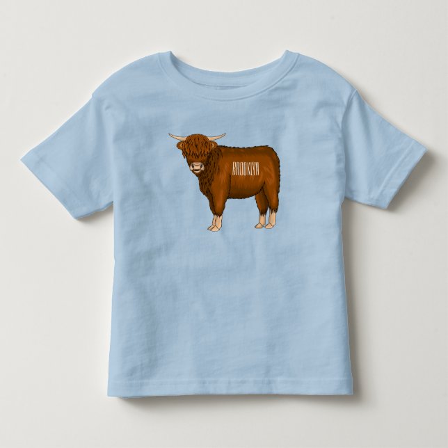 Camiseta De Bebé Ilustracion personalizado de vaca de Highland (Anverso)