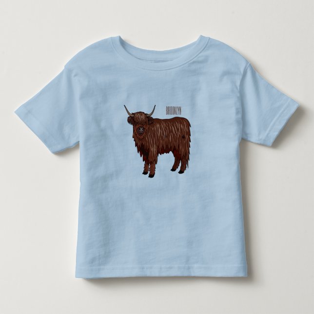 Camiseta De Bebé Ilustracion personalizado de vaca de Highland (Anverso)