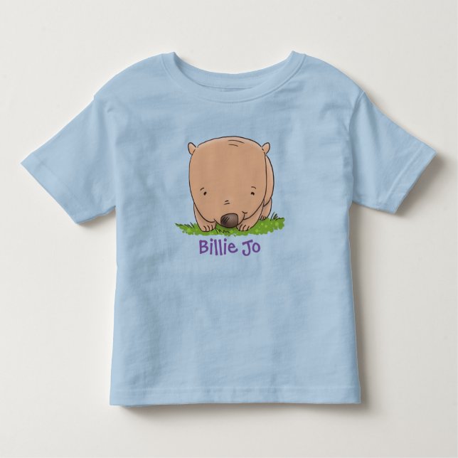 Camiseta De Bebé Ilustracion personalizado de wombat de bebé feliz (Anverso)