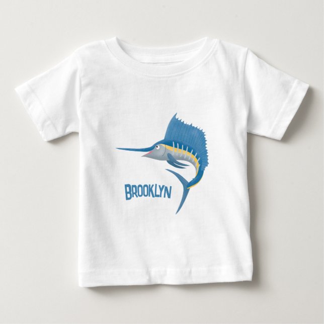 Camiseta De Bebé Ilustracion personalizado divertido de pez espada (Anverso)