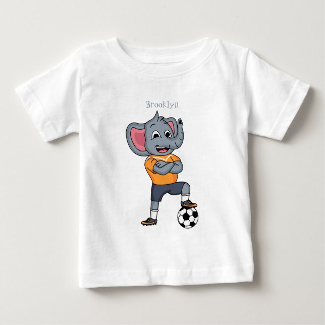 Camiseta De Bebé Ilustracion personalizado futbolista elefante (Anverso)