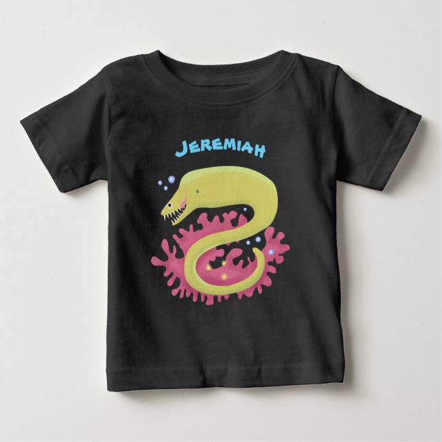 Camiseta De Bebé Ilustracion personalizado gracioso de moray verde (Anverso)