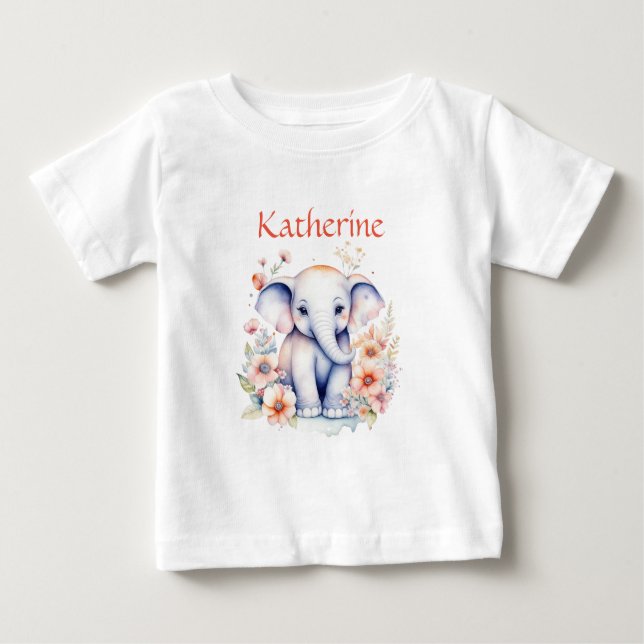 Camiseta De Bebé Ilustracion personalizado personalizado de un elef (Anverso)