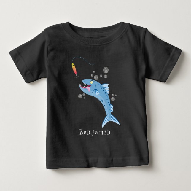 Camiseta De Bebé Ilustracion personalizado pescador hambriento de b (Anverso)