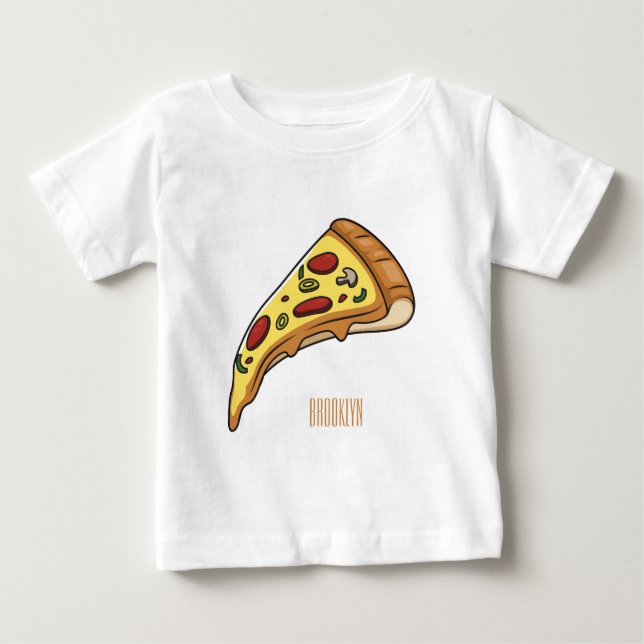 Camiseta De Bebé Ilustracion personalizado Pizza (Anverso)