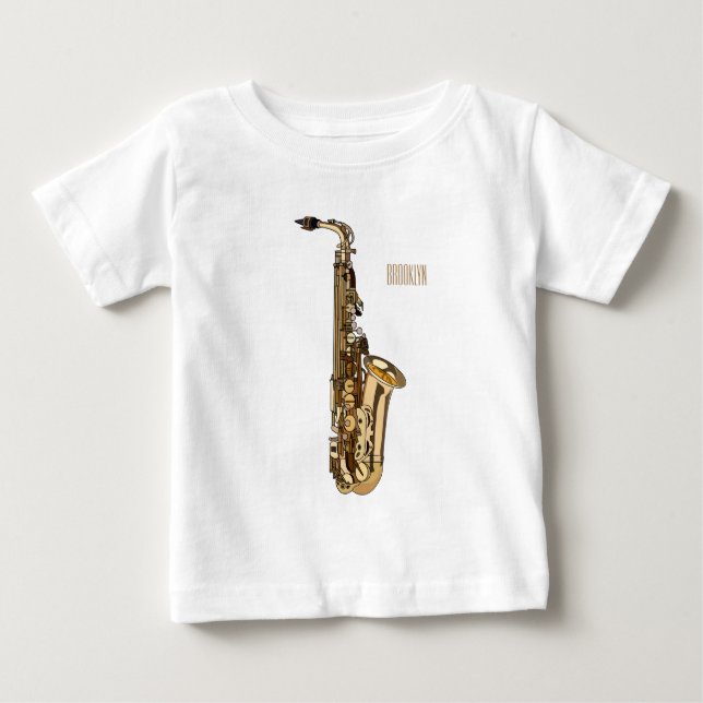 Camiseta De Bebé Ilustracion personalizado saxofón (Anverso)