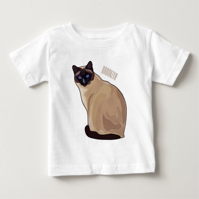 Camiseta De Bebé Ilustracion personalizado siamés (Anverso)