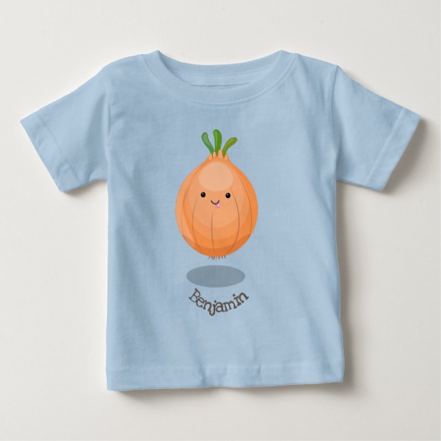 Camiseta De Bebé Ilustracion personalizado verde de cebolla marrón  (Anverso)