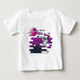 Camiseta De Bebé Ilustracion retro vibrante astronauta espacial