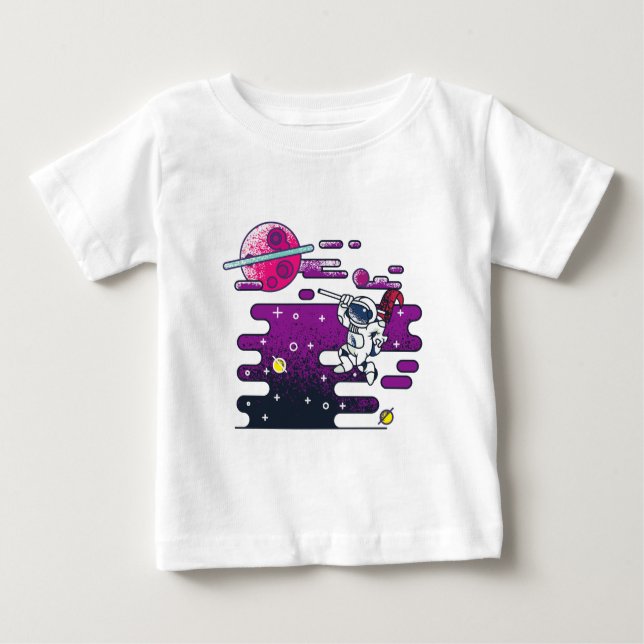 Camiseta De Bebé Ilustracion retro vibrante astronauta espacial (Anverso)