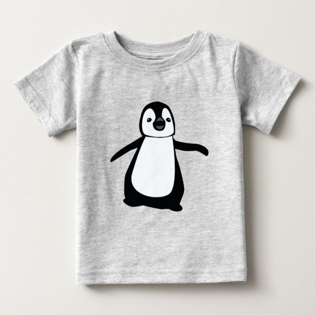 Camiseta De Bebé Ilustracion simple de pingüino blanco y negro (Anverso)