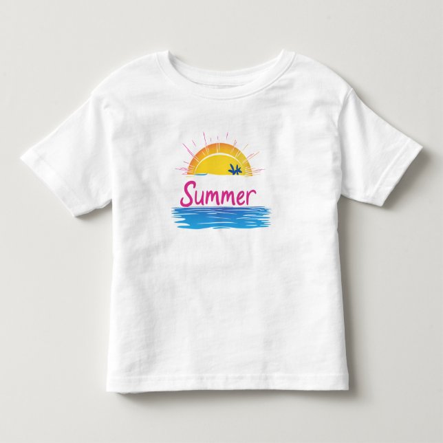 Camiseta De Bebé Ilustracion Sunset Summer Beach (Anverso)
