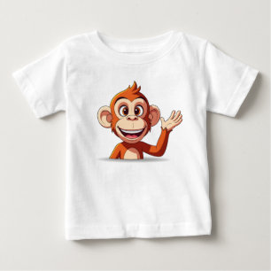 Camiseta De Bebé Ilustración vectorial de mono saludando