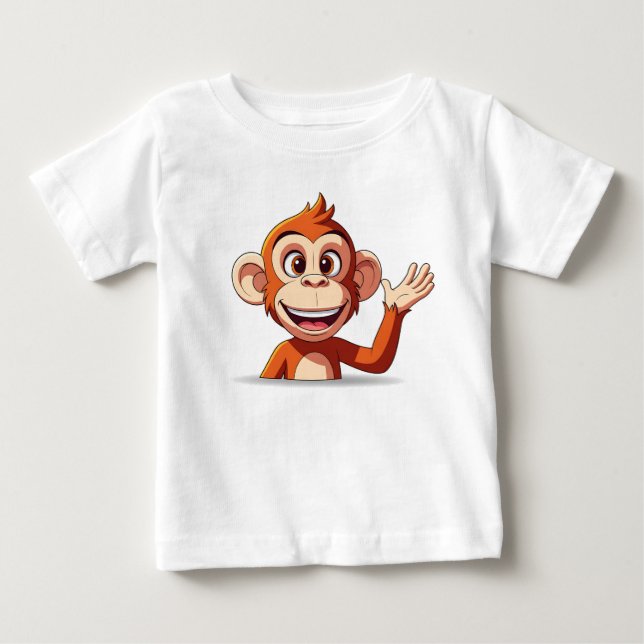 Camiseta De Bebé Ilustración vectorial de mono saludando (Anverso)
