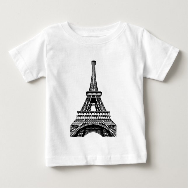 Camiseta De Bebé Ilustraciones blancas negras del arte de París (Anverso)