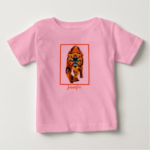 Camiseta de bebé ilustrada con tigre naranja linda
