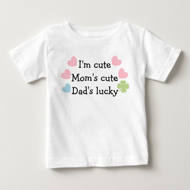 Camiseta De Bebé I'm Cute, Mom's Cute, Dad's Lucky! Long Sleeve (Anverso)