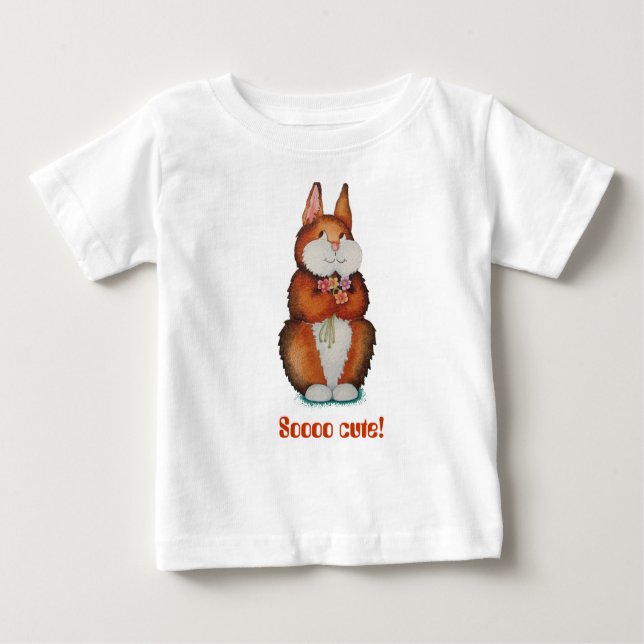 Camiseta De Bebé imagen de conejo conejo conejo marrón lindo y sonr (Anverso)