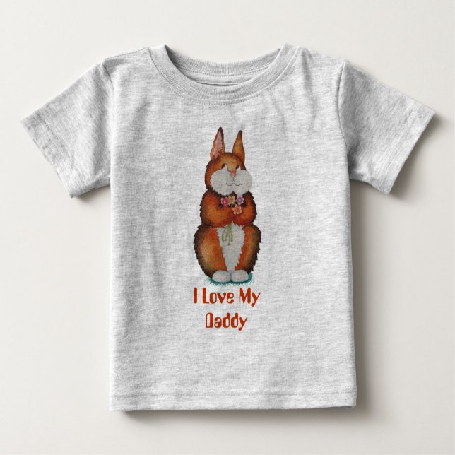 Camiseta De Bebé imagen de un lindo conejo conejo pardo sonriente (Anverso)