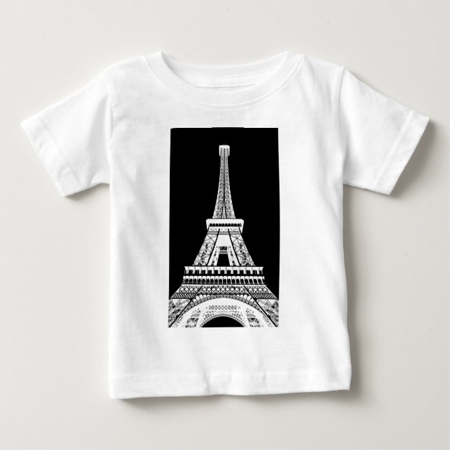Camiseta De Bebé Imagen en blanco negro de la Torre Eiffel (Anverso)