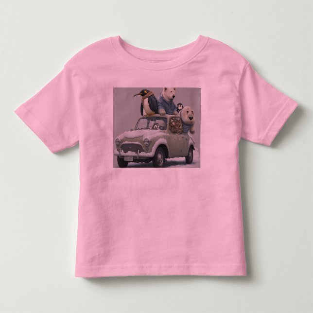 Camiseta De Bebé imagen humorística de un grupo de animales. (Anverso)