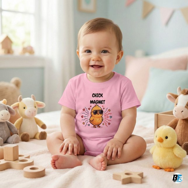 Camiseta De Bebé Imán de Pollitos | Pollito de Bebé Lindo con Gafas (Subido por el creador)