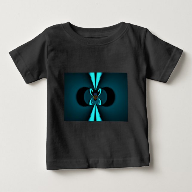 Camiseta De Bebé Impresión de arte abstracto de cian y negro (Anverso)