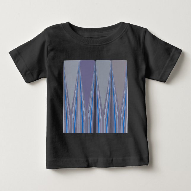 Camiseta De Bebé Impresión de arte azul, púrpura y gris en chevron (Anverso)