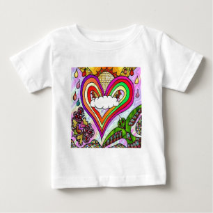 Camiseta De Bebé Impresión de arte de corazón de arcoíris psicodéli