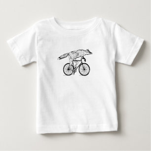 Camiseta De Bebé Impresión de arte de zorro caprichoso en bicicleta