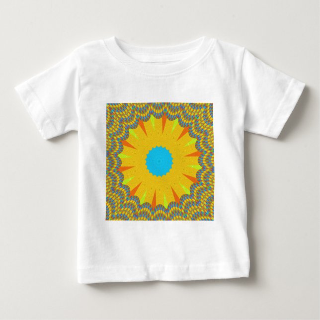 Camiseta De Bebé Impresión de arte en mandarina cian y oro (Anverso)