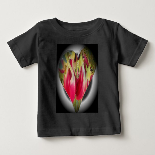 Camiseta De Bebé Impresión de arte floral cardíaco (Anverso)