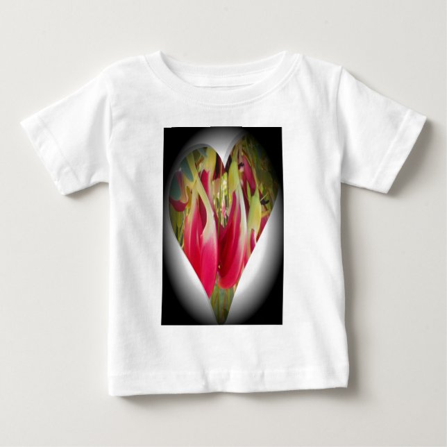 Camiseta De Bebé Impresión de arte floral cardíaco (Anverso)