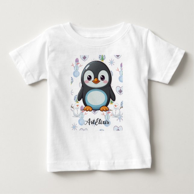 Camiseta De Bebé Impresión de bebé pingüino kawaii (Anverso)