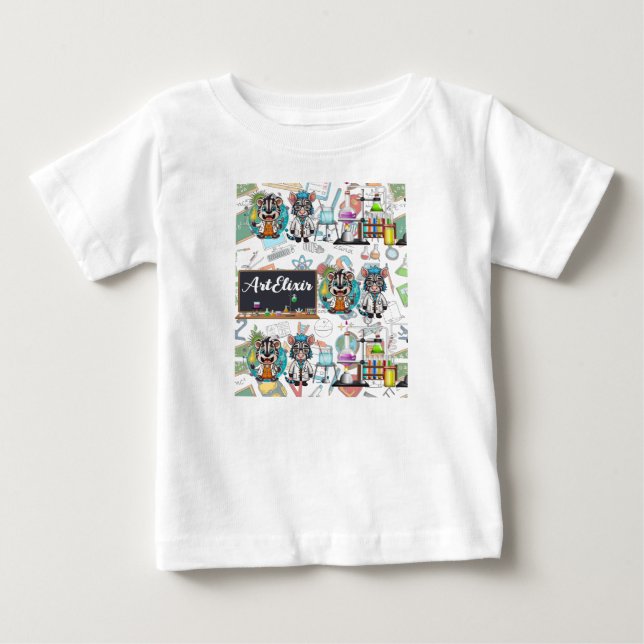 Camiseta De Bebé Impresión de científico loco de cebra (Anverso)
