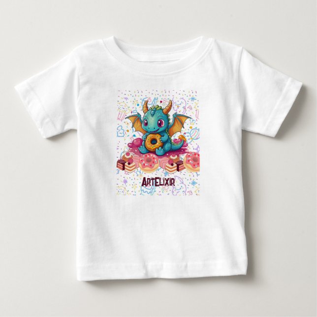 Camiseta De Bebé Impresión de dragón de dientes dulces (Anverso)