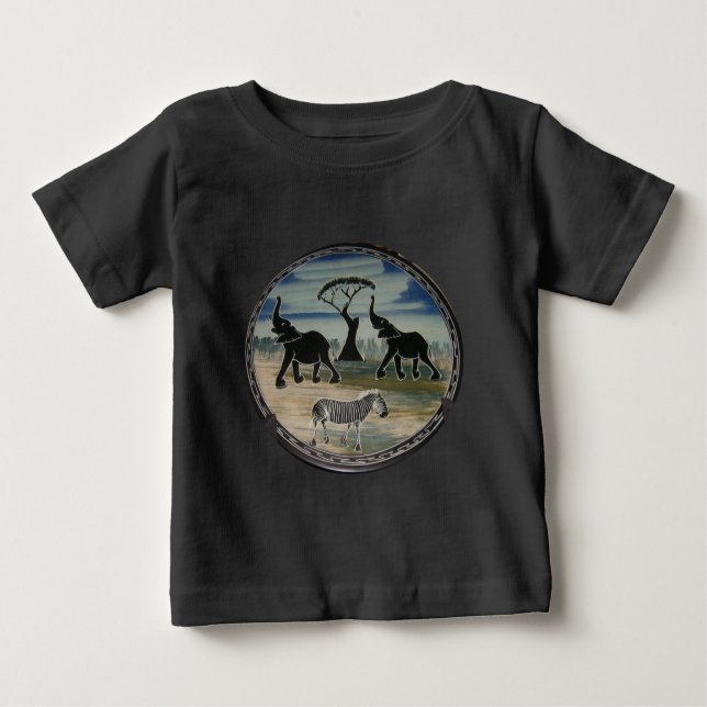 Camiseta De Bebé Impresión de elefantes africanos (Anverso)