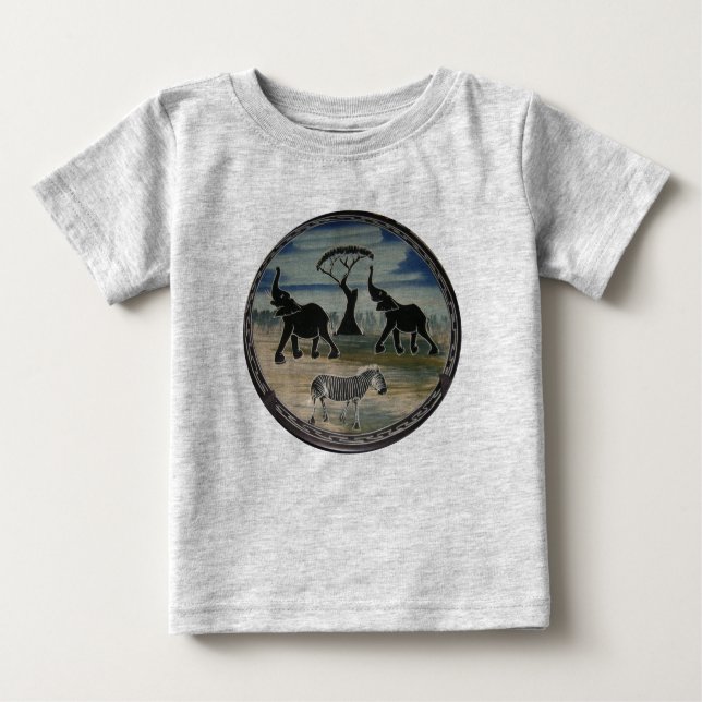 Camiseta De Bebé Impresión de elefantes africanos (Anverso)