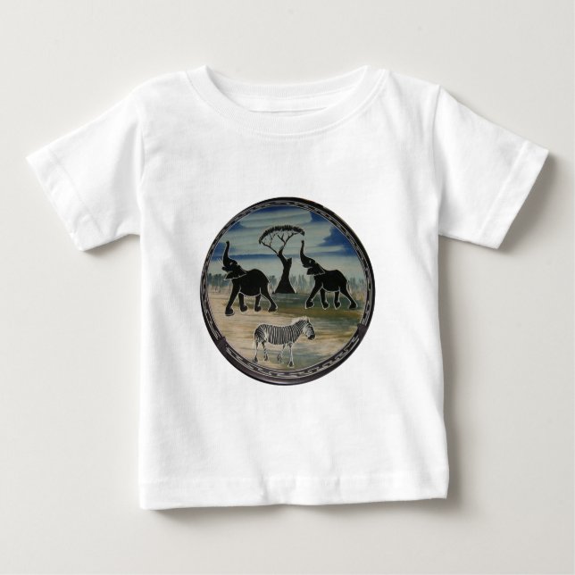 Camiseta De Bebé Impresión de elefantes africanos (Anverso)